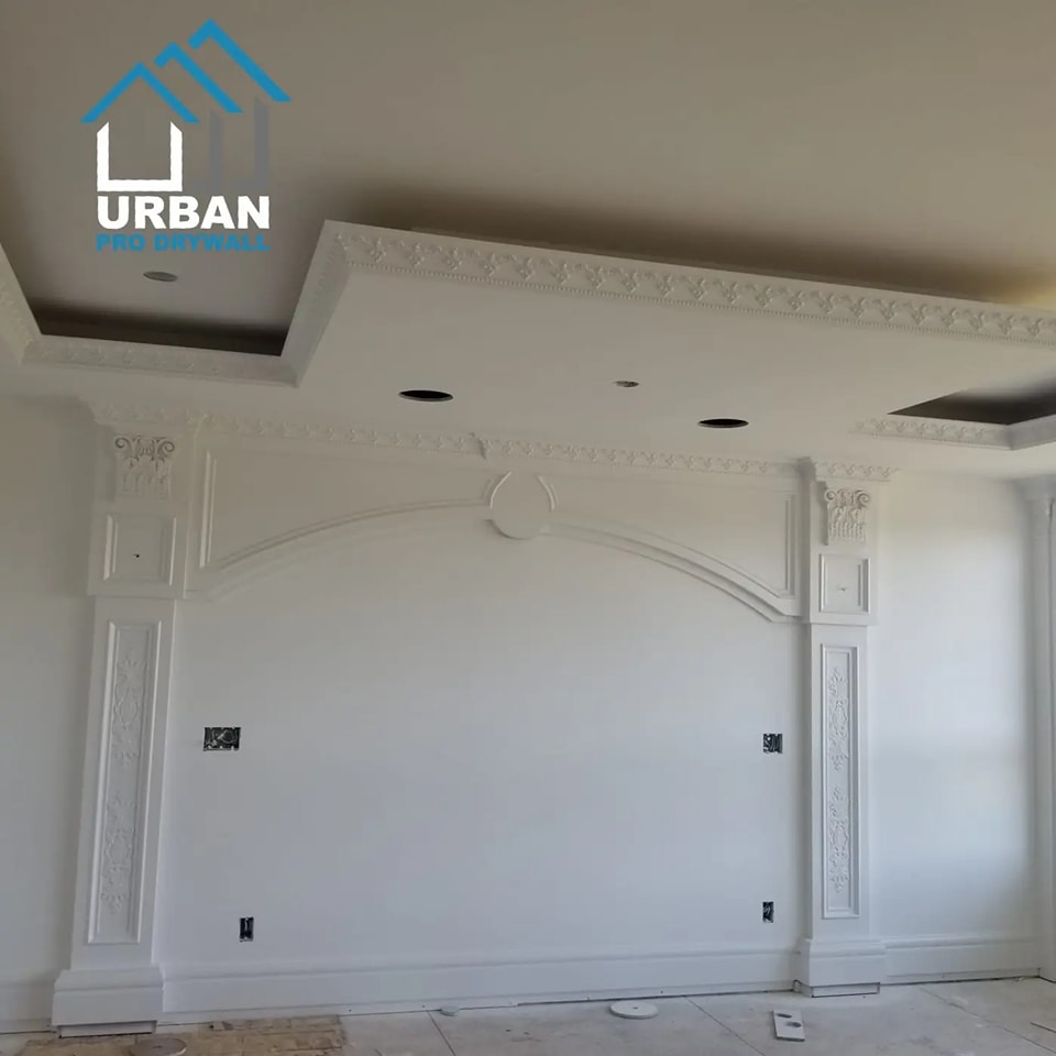 Interior detail work and crown molding installation
